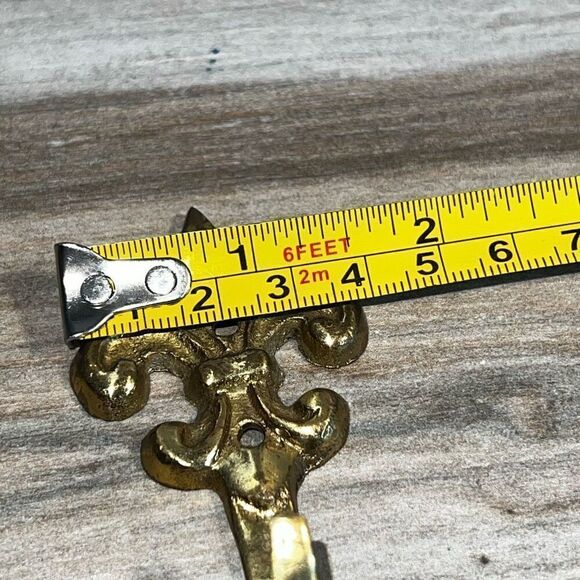 Solid Brass Coat Towel Hat Hook Wall Mount Fleur De Lis Hanger Key Robe leash - Picture 3 of 6